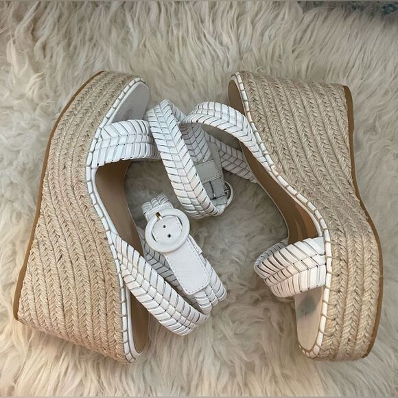 Veronica Beard Rilla Wedge Espadrille Ankle Strap Sandals White 7 - Picture 5 of 9